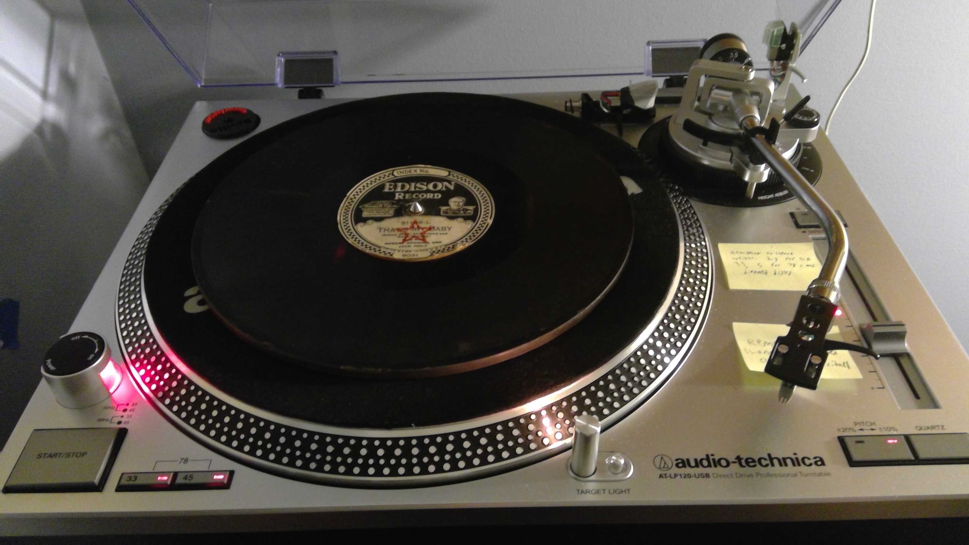 Picture of my turntable with a diamond disc